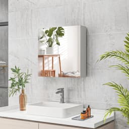 kleankin Wall Mounted Bathroom Storage Cupboard W/ Mirror and Shelf, White