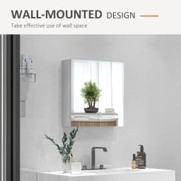 kleankin Wall Mounted Bathroom Storage Cupboard W/ Mirror and Shelf, White