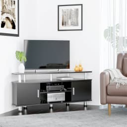 HOMCOM TV Unit Cabinet with Storage Shelves Entertainment Center Black