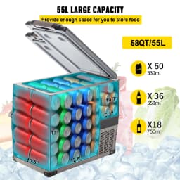 VEVOR Car Refrigerator 55L Compressor Portable Small Refrigerator Car Refrigerator Freezer Car Truck RV Yacht Cooler