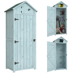 Garden Storage Shed 3 Shelves Tool House W/ Asphalt Roof 77 X 54 X 179 cm Blue