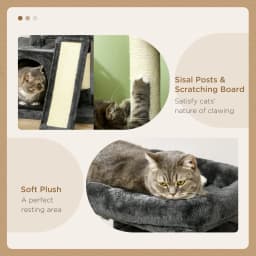 PawHut Cat Rest & Play Activity Tree w/ 2 House Perch Scratching Post