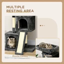 PawHut Cat Rest & Play Activity Tree w/ 2 House Perch Scratching Post