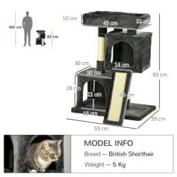 PawHut Cat Rest & Play Activity Tree w/ 2 House Perch Scratching Post