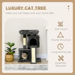 PawHut Cat Rest & Play Activity Tree w/ 2 House Perch Scratching Post