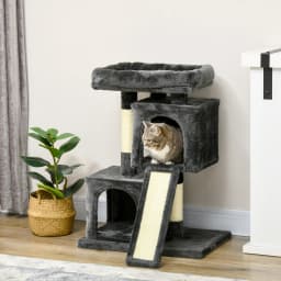 PawHut Cat Rest & Play Activity Tree w/ 2 House Perch Scratching Post