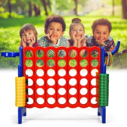 DORTALA Giant 4 in a Row Game Jumbo Connect 4 Garden Games w/42 Rings Basketball Hoop Orange/Blue/White/Red/Grey/Green