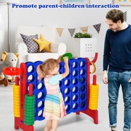 DORTALA Giant 4 in a Row Game Jumbo Connect 4 Garden Games w/42 Rings Basketball Hoop Orange/Blue/White/Red/Grey/Green