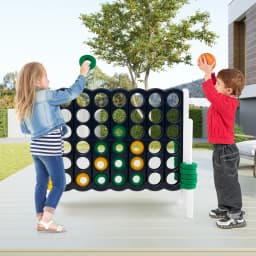 DORTALA Giant 4 in a Row Game Jumbo Connect 4 Garden Games w/42 Rings Basketball Hoop Orange/Blue/White/Red/Grey/Green
