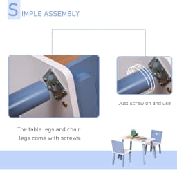HOMCOM 3 Pcs Kids Table & Chairs Set with Wood Legs Safe Corners Cute Stars Seating Blue