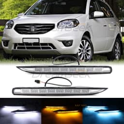 3 Color LED Fog Lamp For Renault Koleos Facelift Mdoel 2011 2012 2013 2014 DRL Daytime Running Light With Yellow Turn Signal