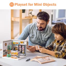 Robotime Rolife Super Creat Plastic DIY Miniature House Cafe Energy Supply Store Funny Toys Building Block Sets for Kids DW003