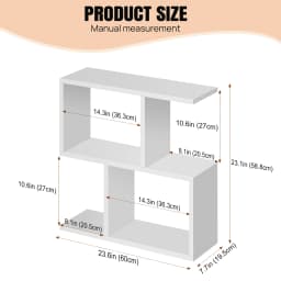 2 Tier Storage End Side Table Versatile C Table Shelves Organizer Office Living Room End Desk Stand Display60x60x19.5cm, White