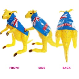 Inflatable Yellow Kangaroo - 27.5" (70 cm) Tall Australian Kangaroo Prop with Removable Flag Cape - Stands up by itself