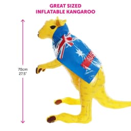 Inflatable Yellow Kangaroo - 27.5" (70 cm) Tall Australian Kangaroo Prop with Removable Flag Cape - Stands up by itself