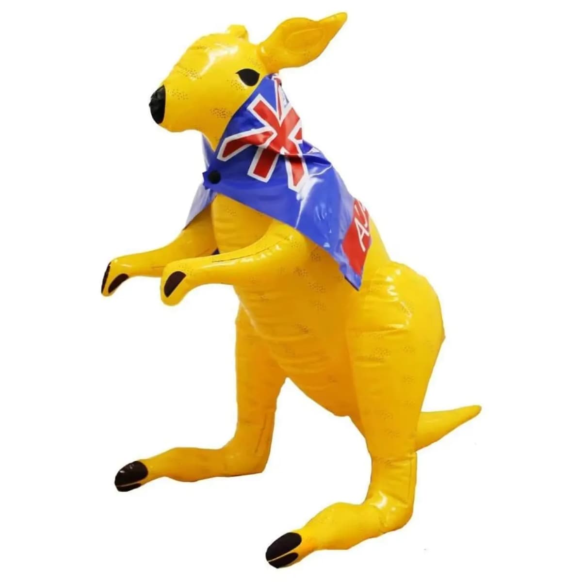 Inflatable Yellow Kangaroo - 27.5" (70 cm) Tall Australian Kangaroo Prop with Removable Flag Cape - Stands up by itself