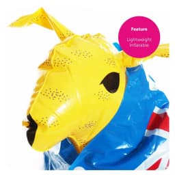 Inflatable Yellow Kangaroo - 27.5" (70 cm) Tall Australian Kangaroo Prop with Removable Flag Cape - Stands up by itself