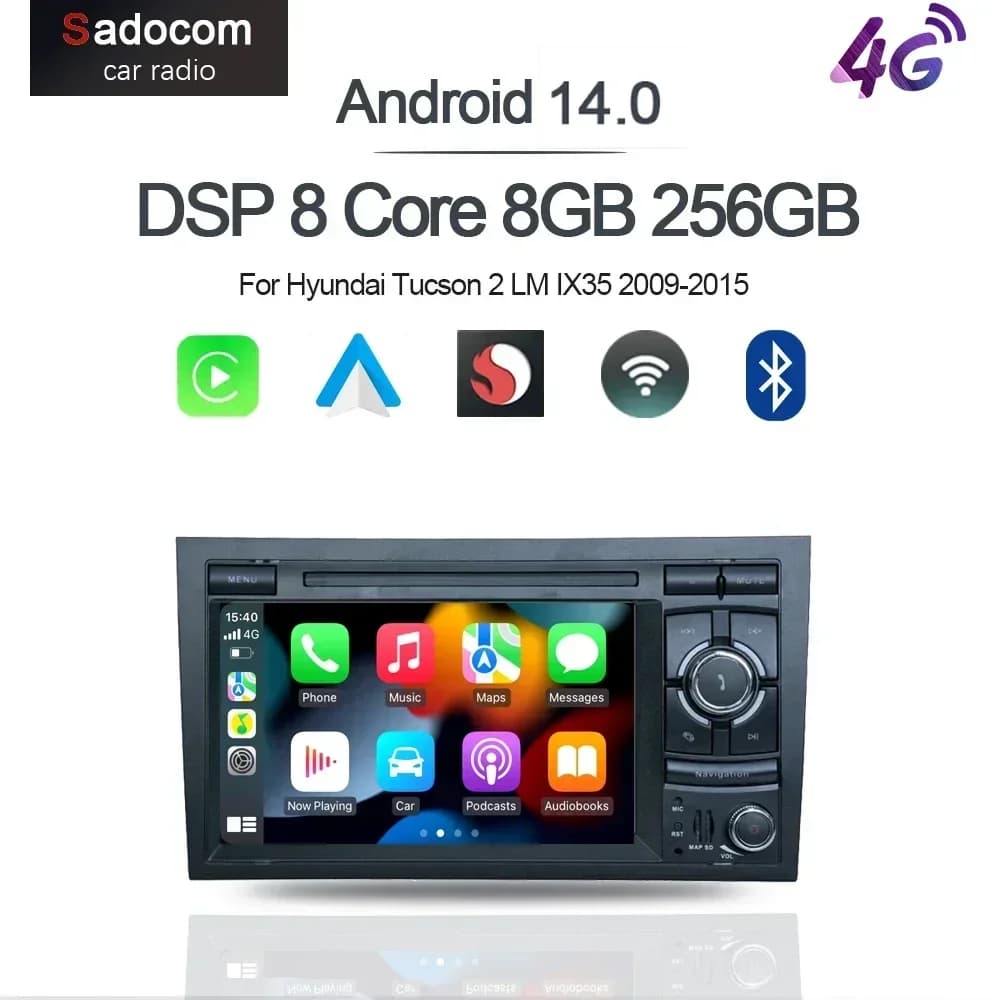 Carplay DSP IPS Android 14.0 12GB +256GB 8Core Multimedia Player GPS RDS Radio Bluetooth Wifi For Audi A4 B6 B7 S4 RS4 2002-2009