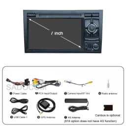 Carplay DSP IPS Android 14.0 12GB +256GB 8Core Multimedia Player GPS RDS Radio Bluetooth Wifi For Audi A4 B6 B7 S4 RS4 2002-2009