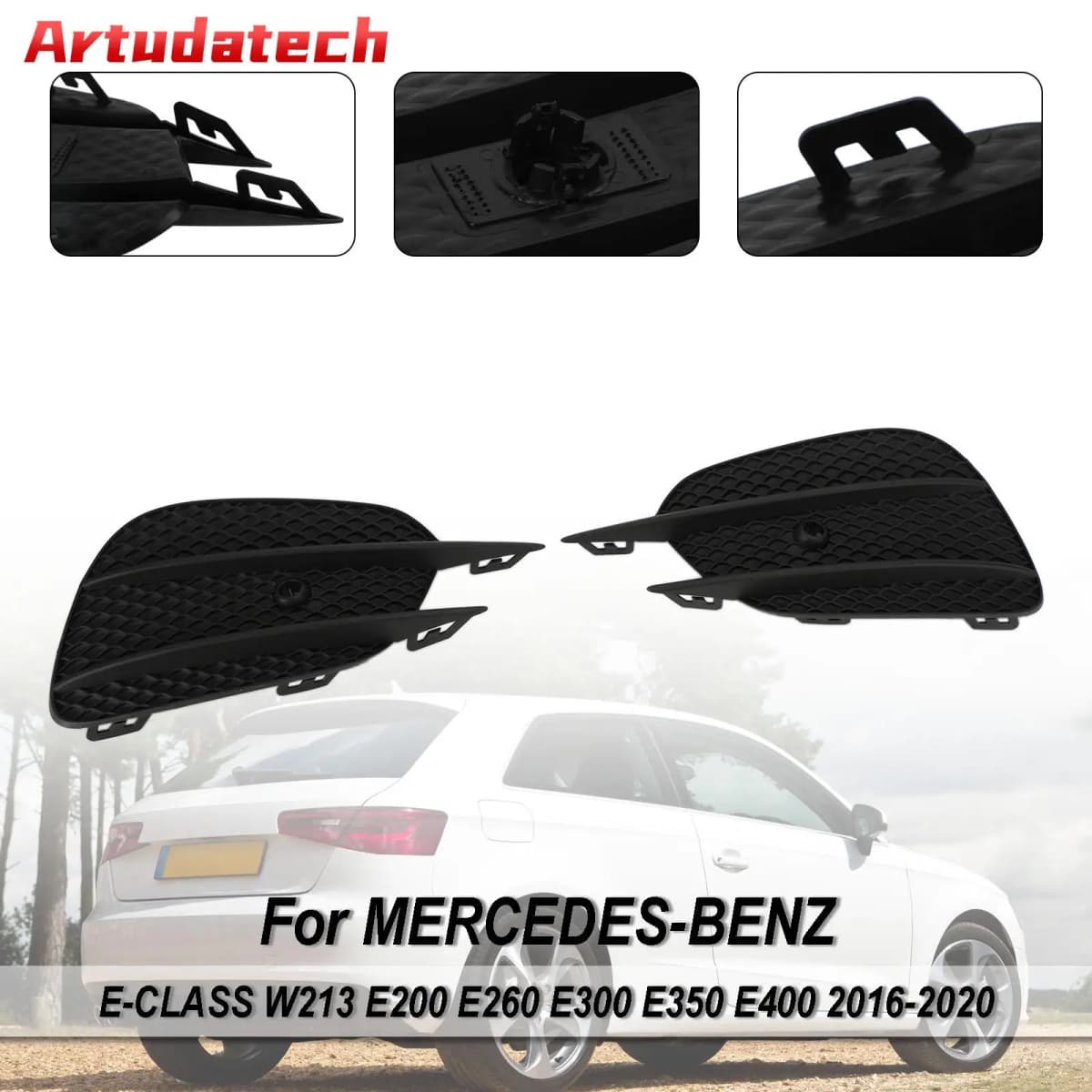 Artudatech 2pcs Bumper Grille Fog Lights Grill Grille Trim Cover fit for MERCEDES E-Class W213