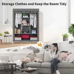 Canvas Wardrobe Clothes Closet Organizer Portable Storage Cupboard for Bedroom 128*45*170cm Fabric Closet