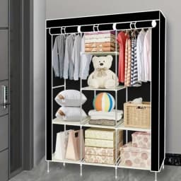 Canvas Wardrobe Clothes Closet Organizer Portable Storage Cupboard for Bedroom 128*45*170cm Fabric Closet