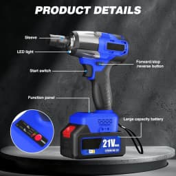 BRIEFNESS Electric Wrench Cordless Impact Wrench Home Car Carrying Case Convenient Car Repair Tool 12 Drill Bits Set Blue 12V