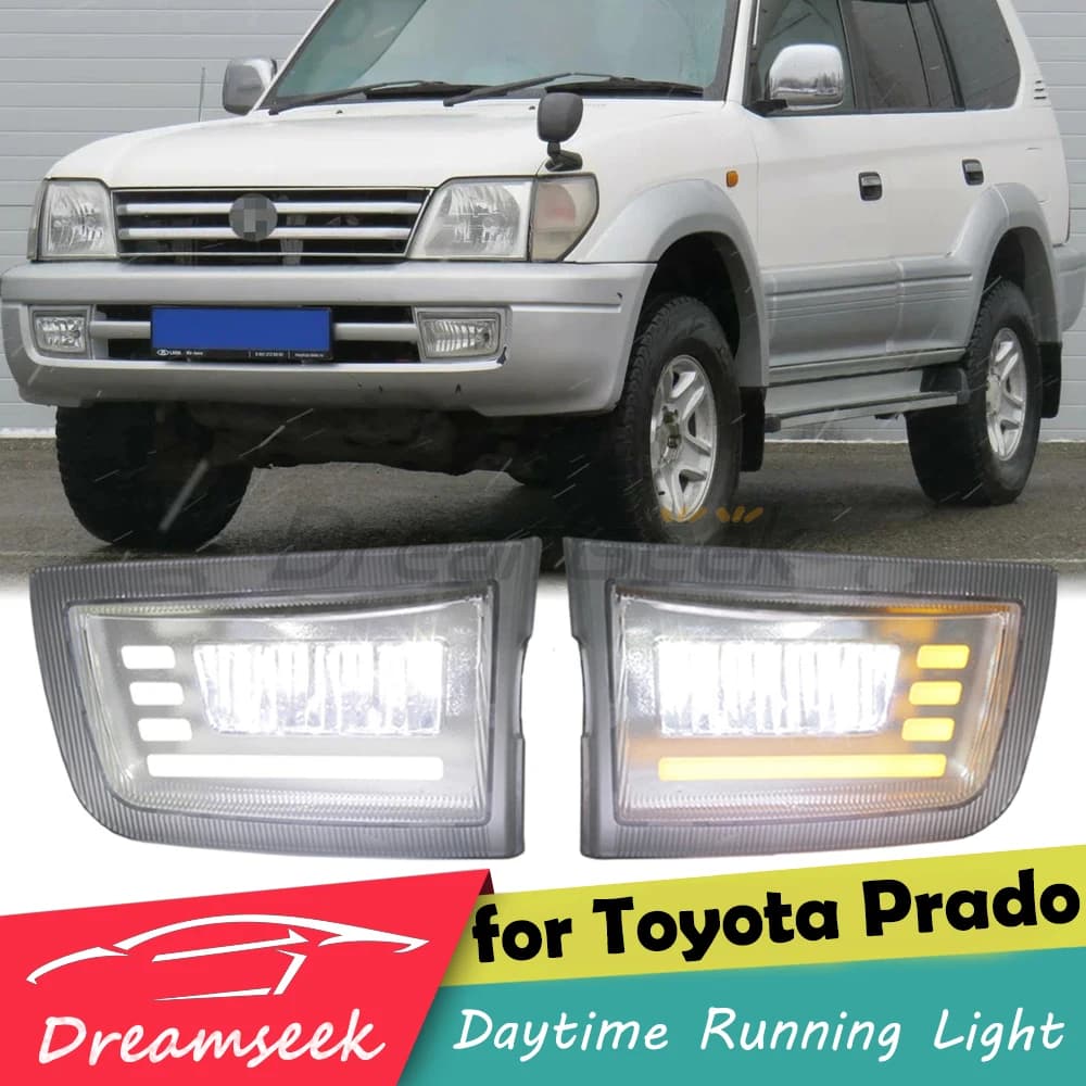 LED DRL for Toyota Land Cruiser Prado J90 LC90 1996-2002 Car Daytime Running Light Fog Lamp Turn Signal Daylight Driving Blinker