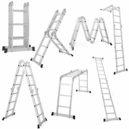 4.7M Foldable Ladder Aluminium Lock Step 14 IN 1 Combination Multi Purpose Ladder W/2 Scaffold Platform