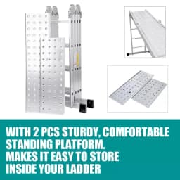 4.7M Foldable Ladder Aluminium Lock Step 14 IN 1 Combination Multi Purpose Ladder W/2 Scaffold Platform