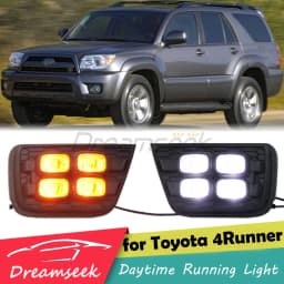 2x LED Daytime Running Light For Toyota 4Runner 2006 2007 2008 2009 DRL Driving Fog Lamp W/ Yellow Turn Signal Clean Lens 4 Eye