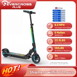 EVERCROSS PLUS EV06C Electric Scooter for Kids, Foldable 6.5'', Up to 15 KM/H, LED Display, Colorful Lights, Lightweight Scooter