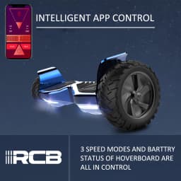 RCB Hoverboard 8.5 Inch 2 Wheel Self Balancing Scooter All Terrain with APP Control Bluetooth Speaker LED Lights Gift for Kids and Adults