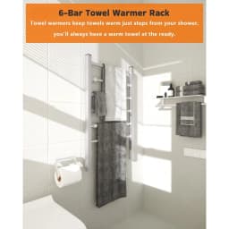 GOFLAME 2-in-1 Electric Towel Warmer 100W Heater Drying Cloth Stand Towel Rack w/6 Bars