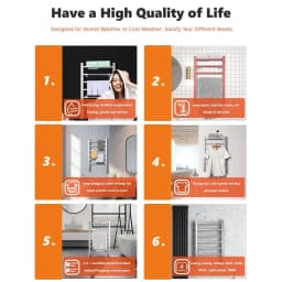 GOFLAME 2-in-1 Electric Towel Warmer 100W Heater Drying Cloth Stand Towel Rack w/6 Bars