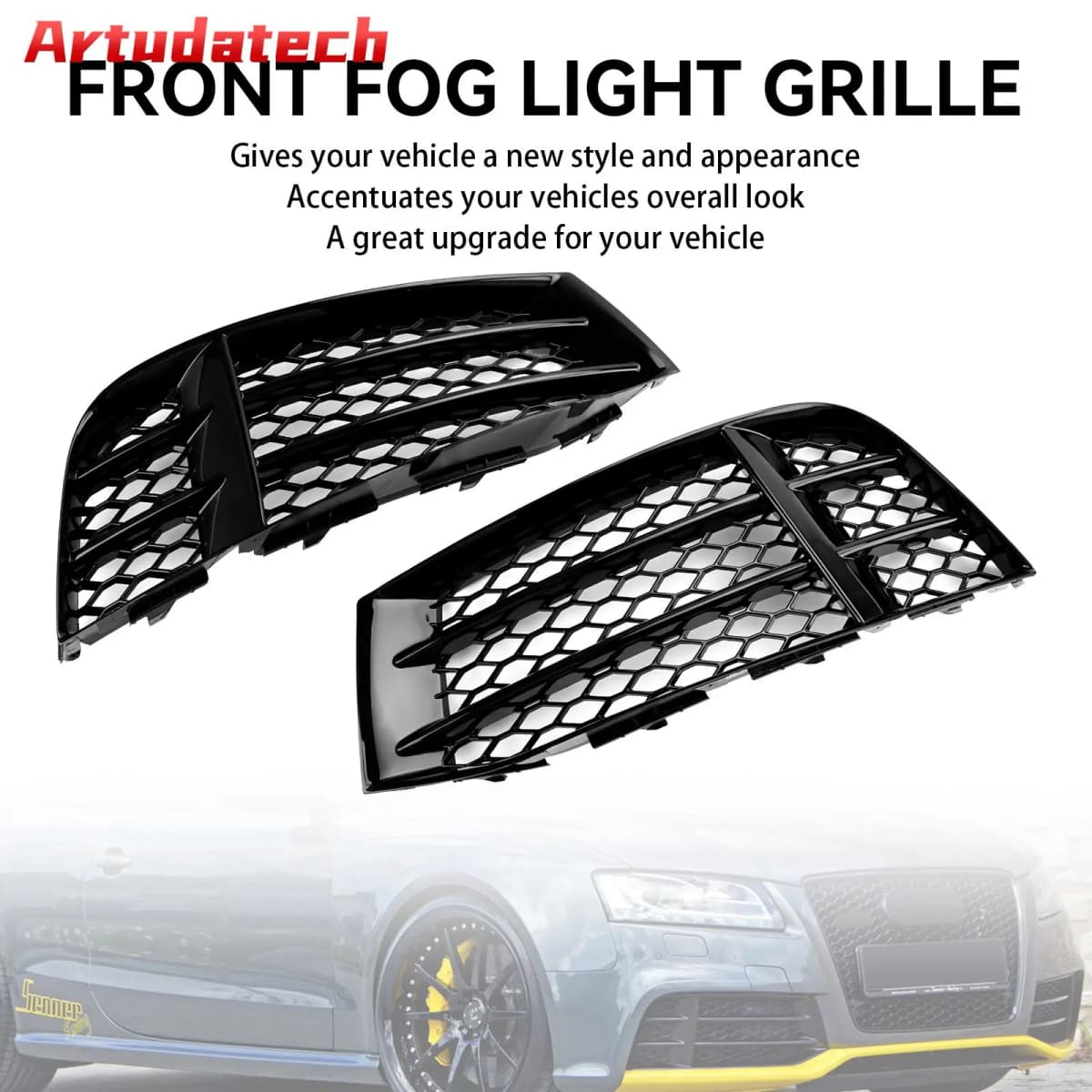 Artudatech Front Bumper Lower Fog Light Cover Grill Grille Fit for Audi RS5 2010-2016