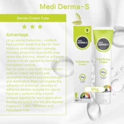 Medi Derma-S Barrier Cream Tube 90g*2, protects damaged and intact skin, Use During Episodes of Incontinence, Barrier Protection