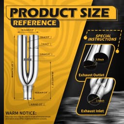 Universal 2.5" in 3'' out 19" Long Stainless Steel Blast Pipes Exhaust Muffler Tip Easy to Replace
