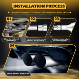 Universal 2.5" in 3'' out 19" Long Stainless Steel Blast Pipes Exhaust Muffler Tip Easy to Replace