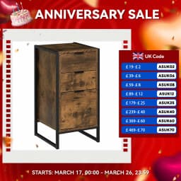 HOMCOM Industrial 3-Drawer Bedroom Chest of Drawers with Metal Frame, Brown