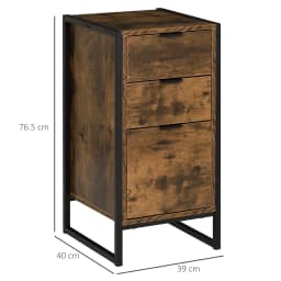 HOMCOM Industrial 3-Drawer Bedroom Chest of Drawers with Metal Frame, Brown