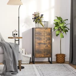 HOMCOM Industrial 3-Drawer Bedroom Chest of Drawers with Metal Frame, Brown