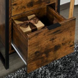 HOMCOM Industrial 3-Drawer Bedroom Chest of Drawers with Metal Frame, Brown
