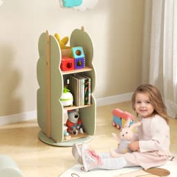 GOFLAME Kid’s Rotating Bookshelf 360° Display Corner Book Shelf-Green
