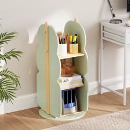 GOFLAME Kid’s Rotating Bookshelf 360° Display Corner Book Shelf-Green
