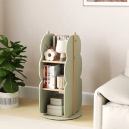 GOFLAME Kid’s Rotating Bookshelf 360° Display Corner Book Shelf-Green