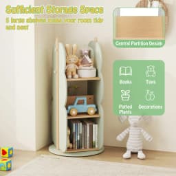 GOFLAME Kid’s Rotating Bookshelf 360° Display Corner Book Shelf-Green