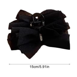 Lace Mesh Bow Claw Clip Large Strong Grip Nonslip Hairdressing Claw Black Or White Elegant Hair Accessories For Thick Thin Hair