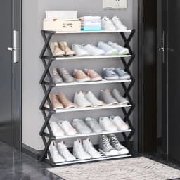 Voltsify Black Foldable Multi-Tier Metal Shoe Rack for Closet Entrayway Living Room
