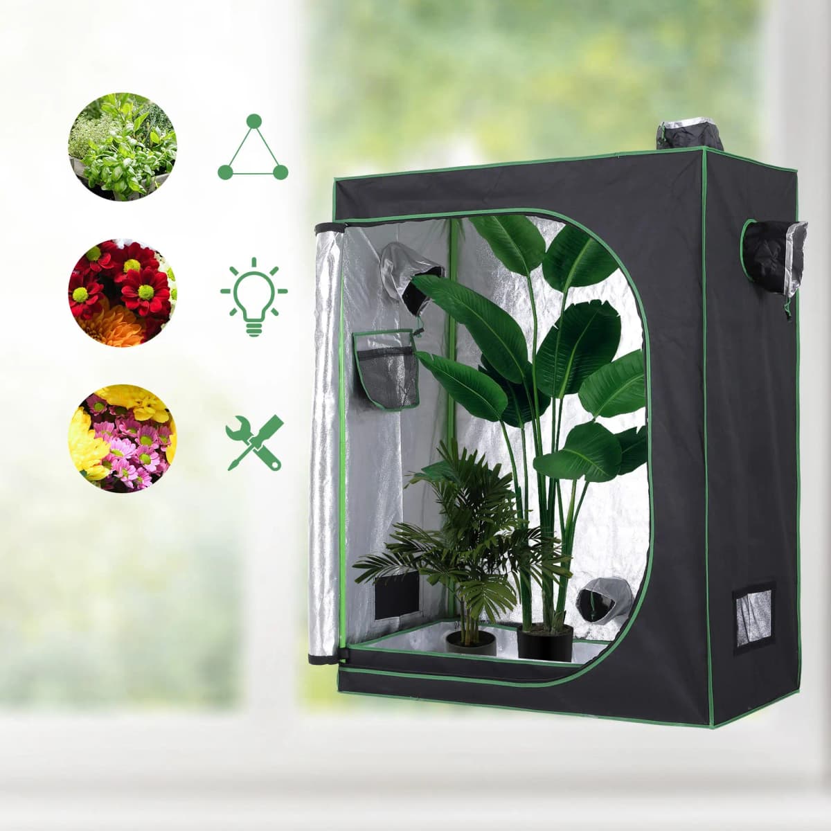 120*60*150cm Indoor Plant Grow Tent Green Room Hydroponic Canopy Mylar 600D
